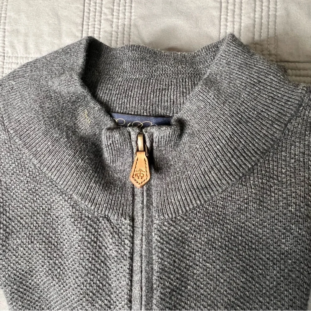 Brooks Brothers Mens Gray 1/4 Zip Pullover Sweater Size Large Lightweight